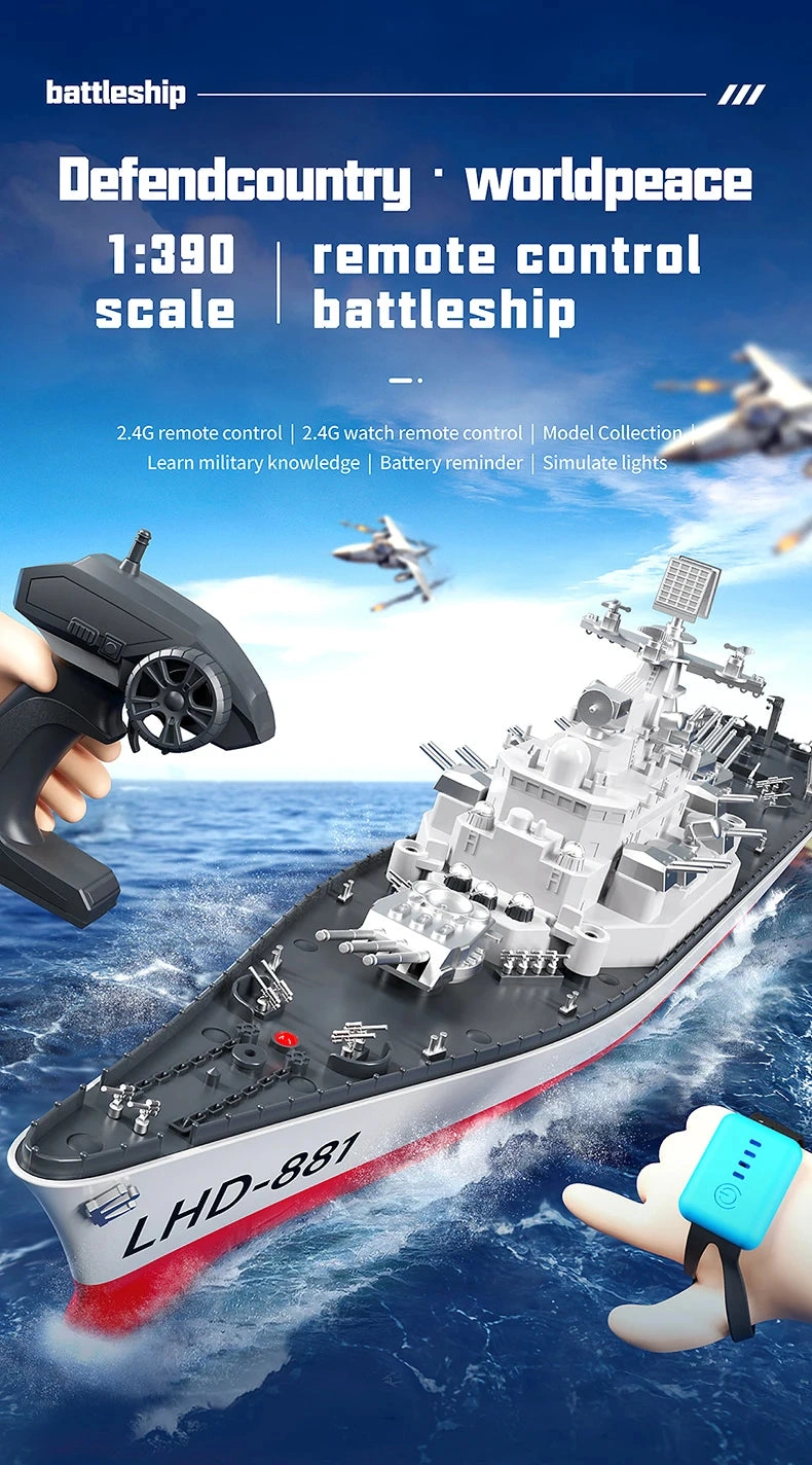 Epic RC Battleship: Royal Navy Destroyer - 2.4G Aircraft Carrier Model!